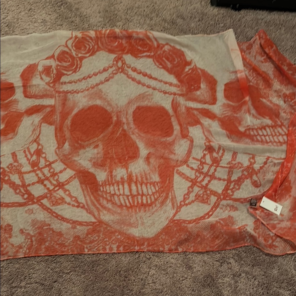 Raj Vibrant Orange Scarf- Halloween Bride